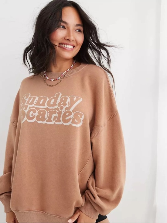 aerie Tops - Aerie Chill Crew Sweatshirt Sunday Scaries